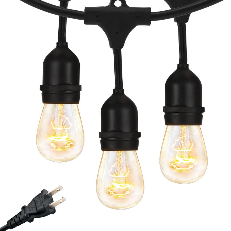 Brightech Ambience Pro Incandescent Outdoor String Lights - Commercial Grade Waterproof Patio Lights with 24 Ft Dimmable Edison Bulbs, Porch String Lights for Patio, Backyard, Christmas - 7 Bulbs 11W - Image 1